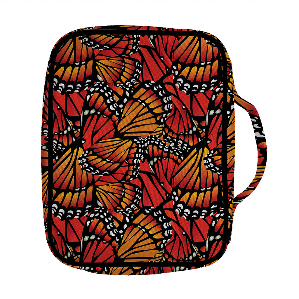 Orange Monarch Butterfly Wings Print Front Pocket Bible Bag