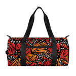 Orange Monarch Butterfly Wings Print Gym Bag