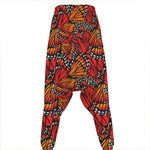 Orange Monarch Butterfly Wings Print Hammer Pants