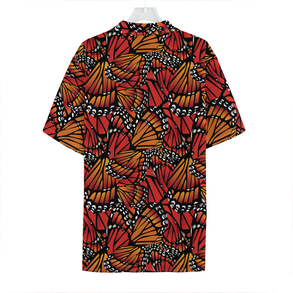 Orange Monarch Butterfly Wings Print Hawaiian Shirt