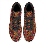 Orange Monarch Butterfly Wings Print High Top Leather Sneakers