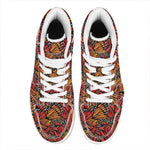 Orange Monarch Butterfly Wings Print High Top Leather Sneakers