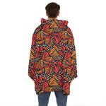 Orange Monarch Butterfly Wings Print Hoodie Blanket