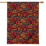 Orange Monarch Butterfly Wings Print House Flag