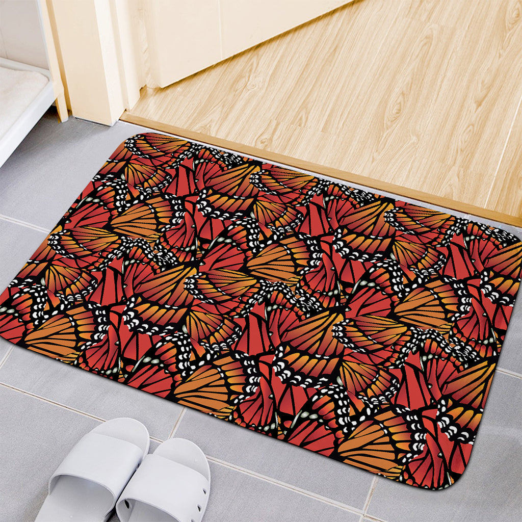 Orange Monarch Butterfly Wings Print Indoor Door Mat