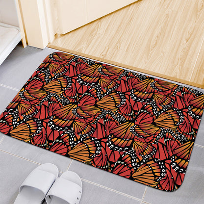 Orange Monarch Butterfly Wings Print Indoor Door Mat