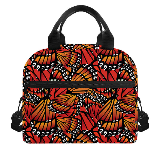Orange Monarch Butterfly Wings Print Insulated Lunch Bag