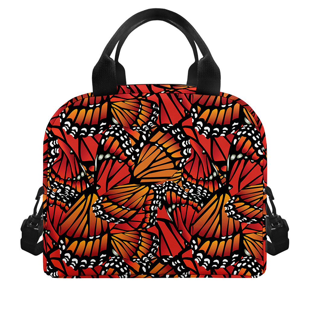 Orange Monarch Butterfly Wings Print Insulated Lunch Bag