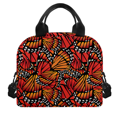 Orange Monarch Butterfly Wings Print Insulated Lunch Bag