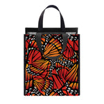 Orange Monarch Butterfly Wings Print Insulated Lunch Tote