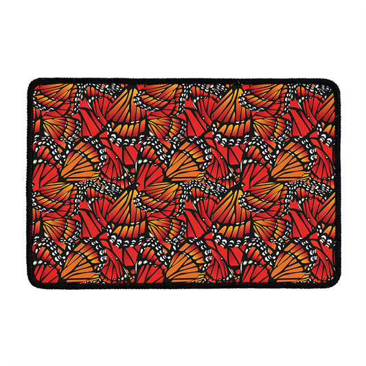 Orange Monarch Butterfly Wings Print Kitchen Mat