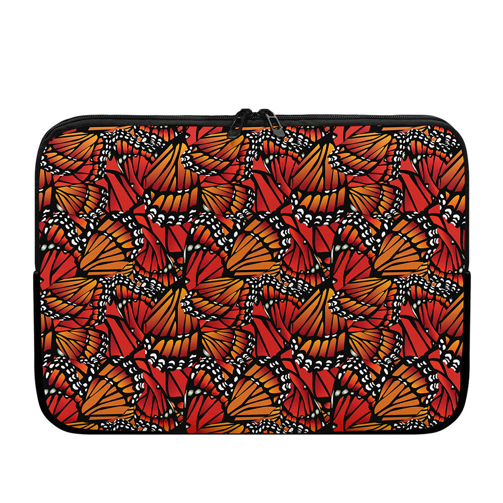 Orange Monarch Butterfly Wings Print Laptop Sleeve