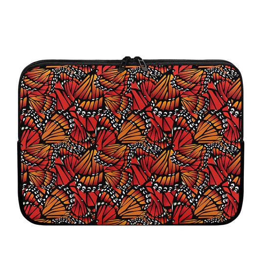 Orange Monarch Butterfly Wings Print Laptop Sleeve