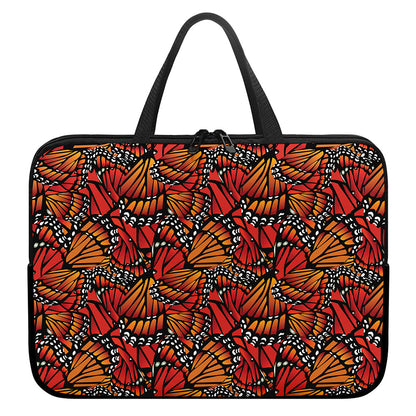 Orange Monarch Butterfly Wings Print Laptop Sleeve With Handle