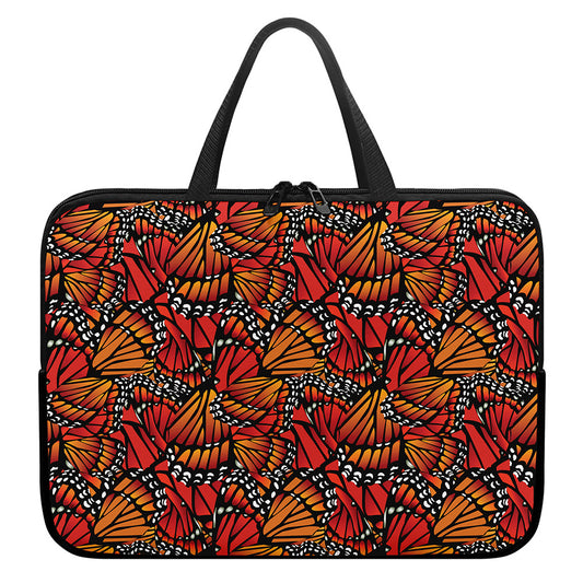 Orange Monarch Butterfly Wings Print Laptop Sleeve With Handle