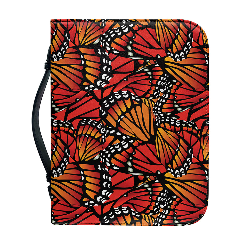 Orange Monarch Butterfly Wings Print Leather Bible Cover