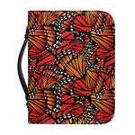 Orange Monarch Butterfly Wings Print Leather Bible Cover