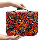 Orange Monarch Butterfly Wings Print Leather Bible Cover