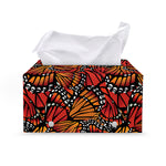 Orange Monarch Butterfly Wings Print Leather Tissue Box Cover