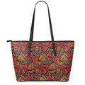 Orange Monarch Butterfly Wings Print Leather Tote Bag With Zipper