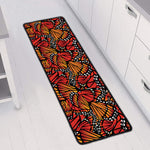 Orange Monarch Butterfly Wings Print Long Kitchen Mat