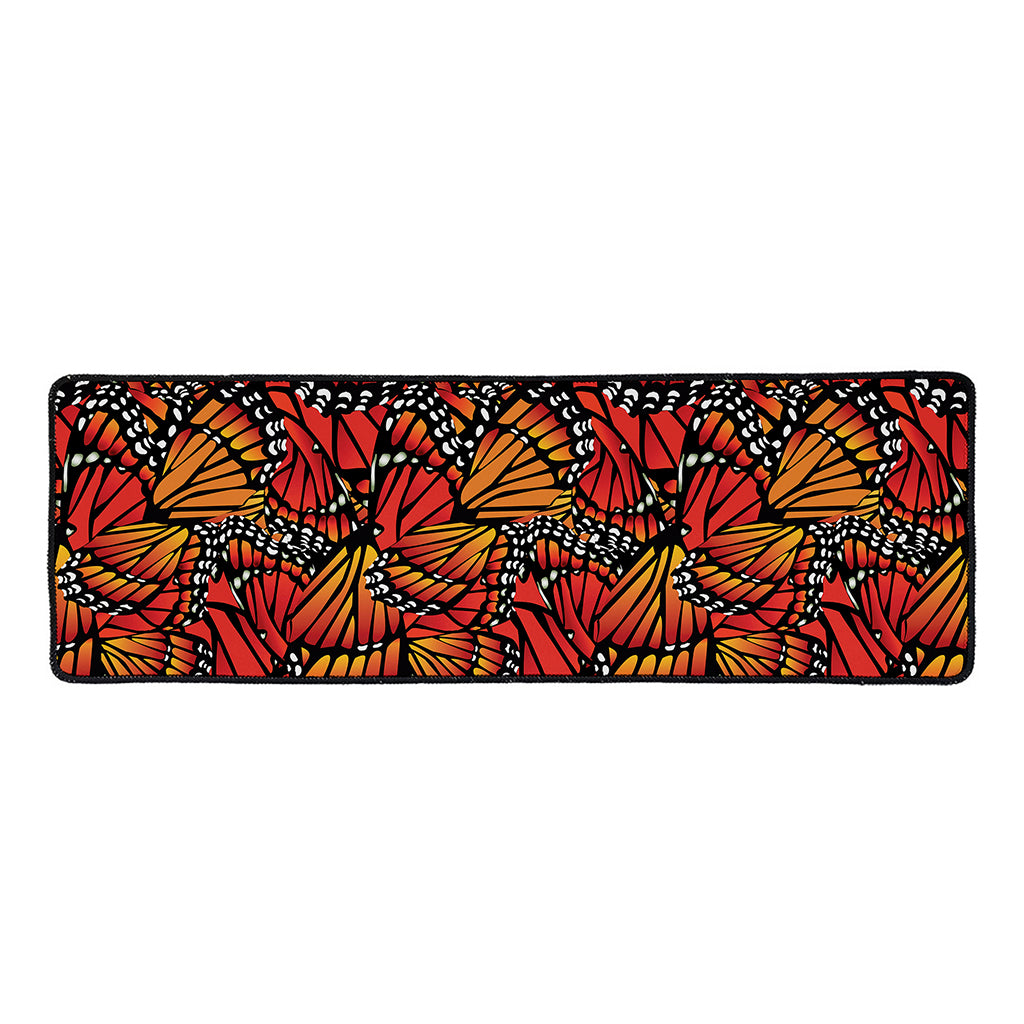 Orange Monarch Butterfly Wings Print Long Kitchen Mat