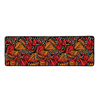 Orange Monarch Butterfly Wings Print Long Kitchen Mat