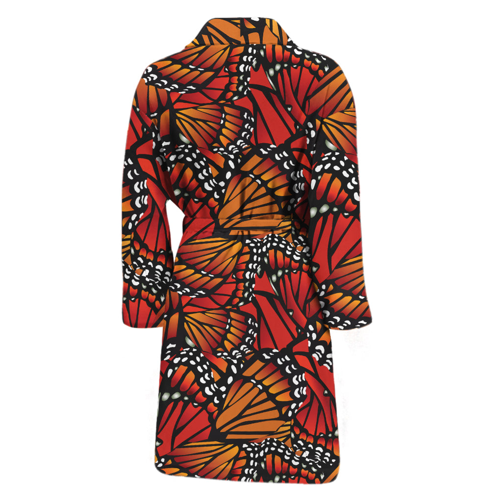 Orange Monarch Butterfly Wings Print Men's Bathrobe