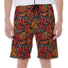 Orange Monarch Butterfly Wings Print Men's Beach Shorts