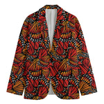 Orange Monarch Butterfly Wings Print Men's Blazer