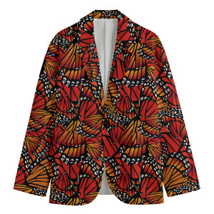 Orange Monarch Butterfly Wings Print Men's Blazer