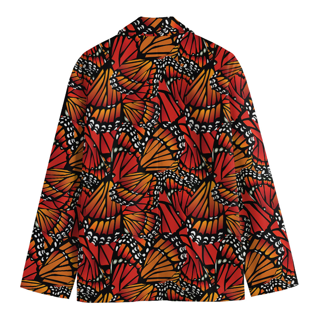 Orange Monarch Butterfly Wings Print Men's Blazer