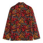 Orange Monarch Butterfly Wings Print Men's Blazer