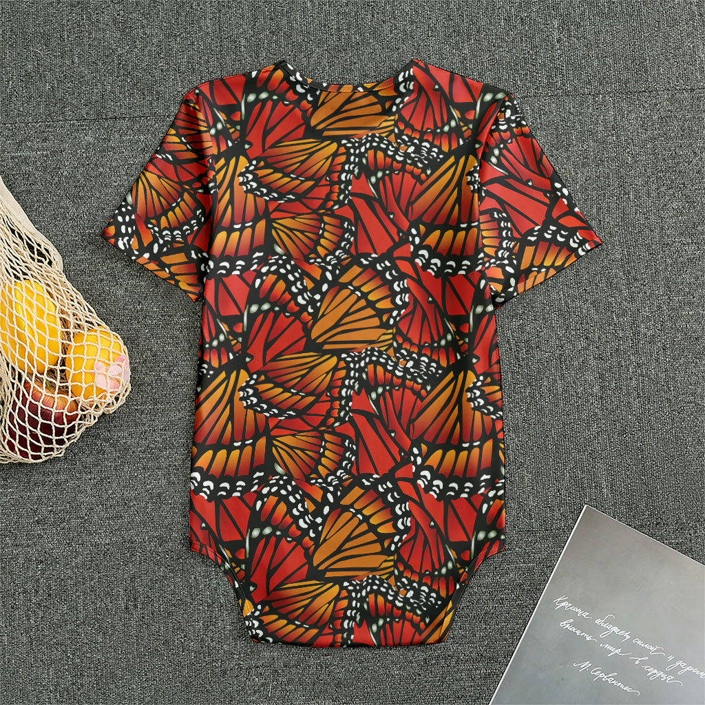 Orange Monarch Butterfly Wings Print Men's Bodysuit