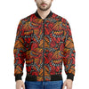 Orange Monarch Butterfly Wings Print Men's Bomber Jacket