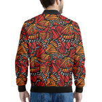 Orange Monarch Butterfly Wings Print Men's Bomber Jacket