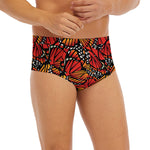 Orange Monarch Butterfly Wings Print Men's Briefs