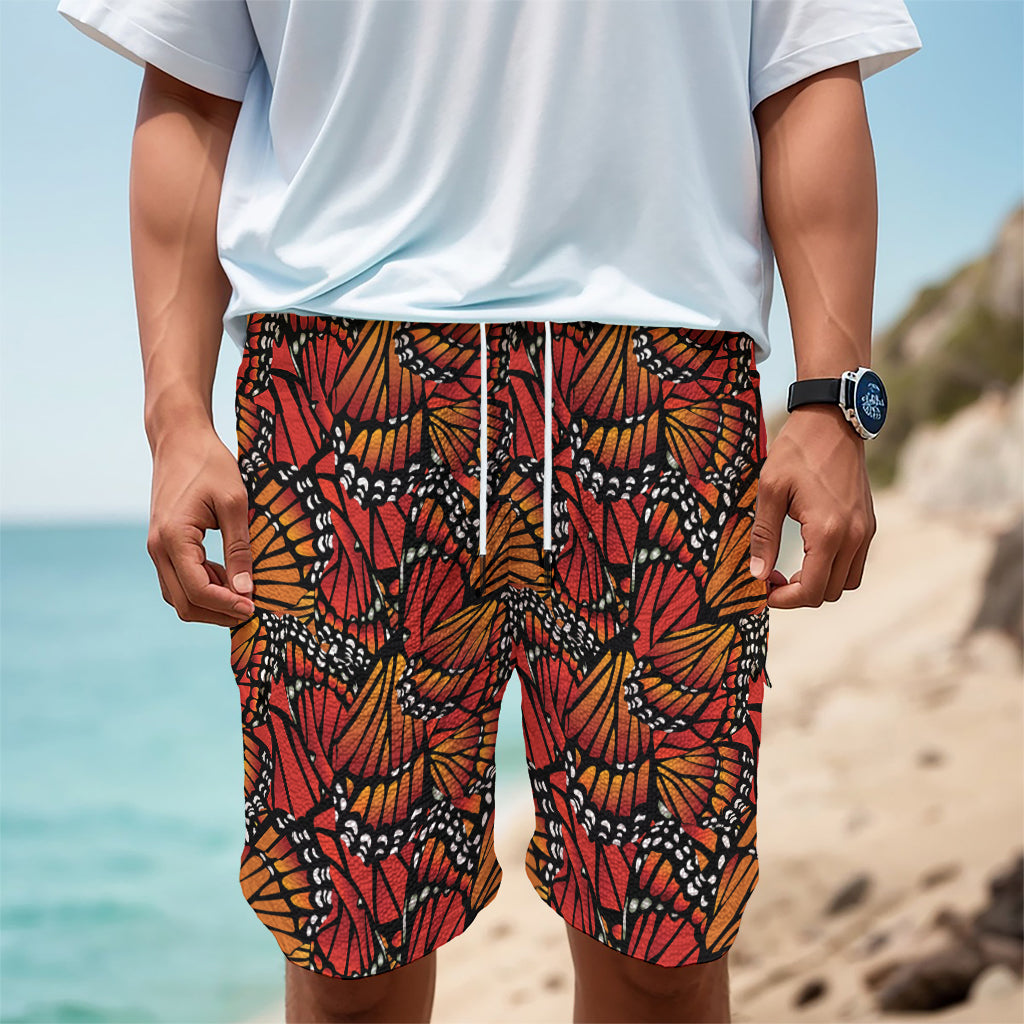 Orange Monarch Butterfly Wings Print Men's Cargo Shorts