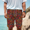 Orange Monarch Butterfly Wings Print Men's Cargo Shorts