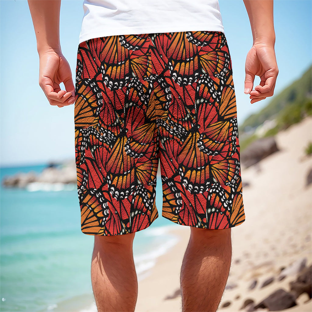 Orange Monarch Butterfly Wings Print Men's Cargo Shorts