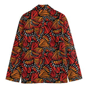 Orange Monarch Butterfly Wings Print Men's Cotton Blazer