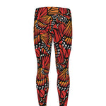 Orange Monarch Butterfly Wings Print Men's leggings