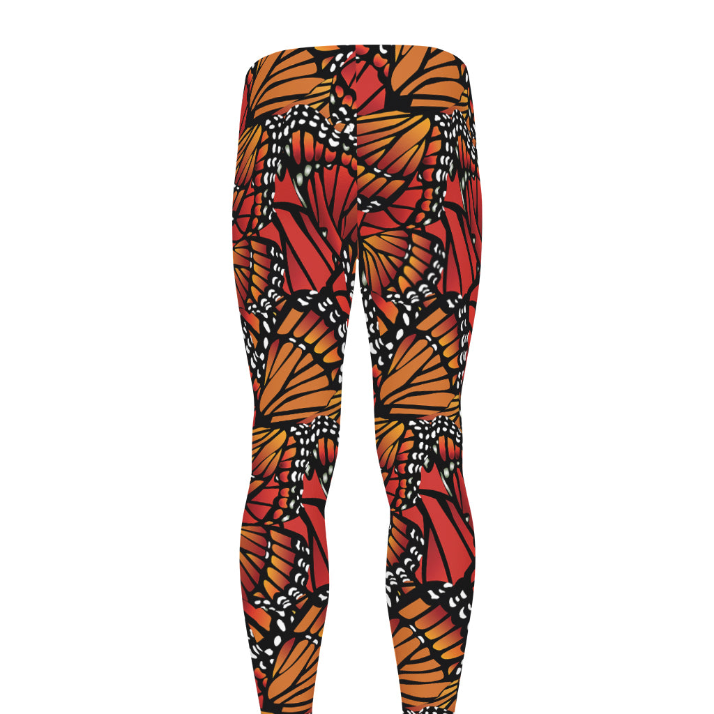 Orange Monarch Butterfly Wings Print Men's leggings