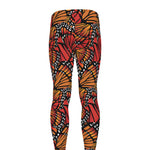 Orange Monarch Butterfly Wings Print Men's leggings