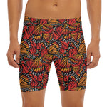 Orange Monarch Butterfly Wings Print Men's Long Boxer Briefs