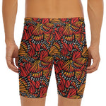 Orange Monarch Butterfly Wings Print Men's Long Boxer Briefs