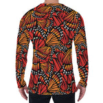 Orange Monarch Butterfly Wings Print Men's Long Sleeve T-Shirt