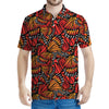 Orange Monarch Butterfly Wings Print Men's Polo Shirt