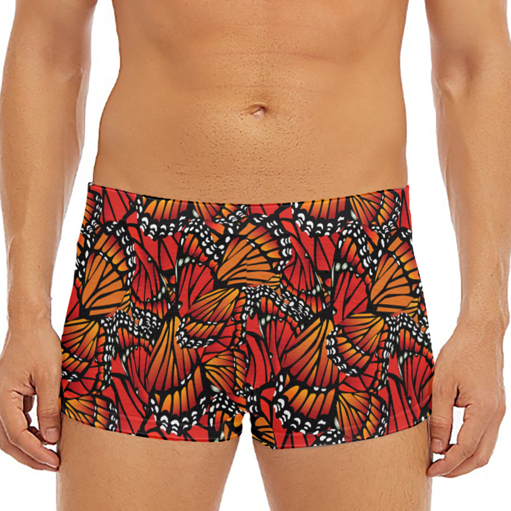 Orange Monarch Butterfly Wings Print Men's Short Boxer Briefs