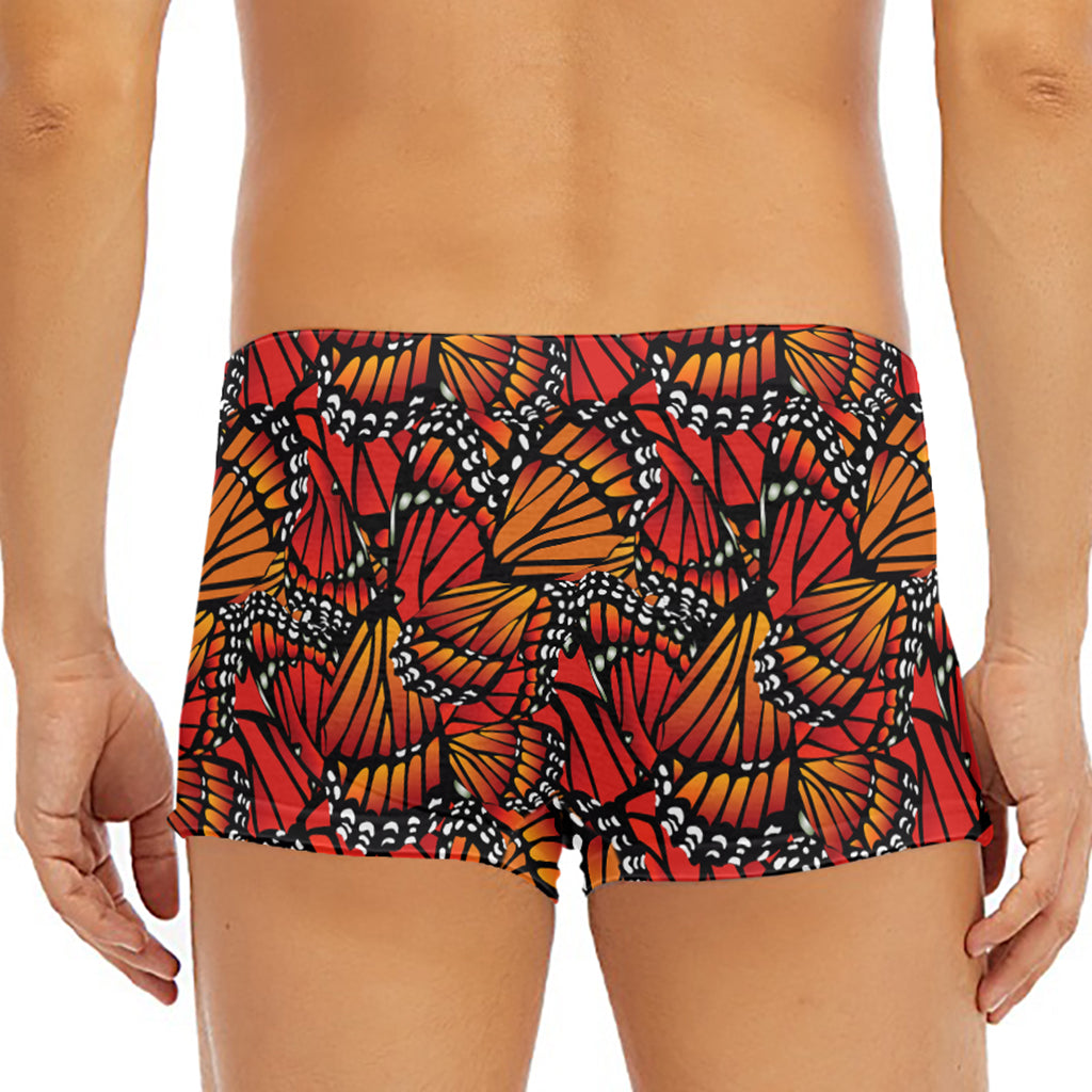 Orange Monarch Butterfly Wings Print Men's Short Boxer Briefs